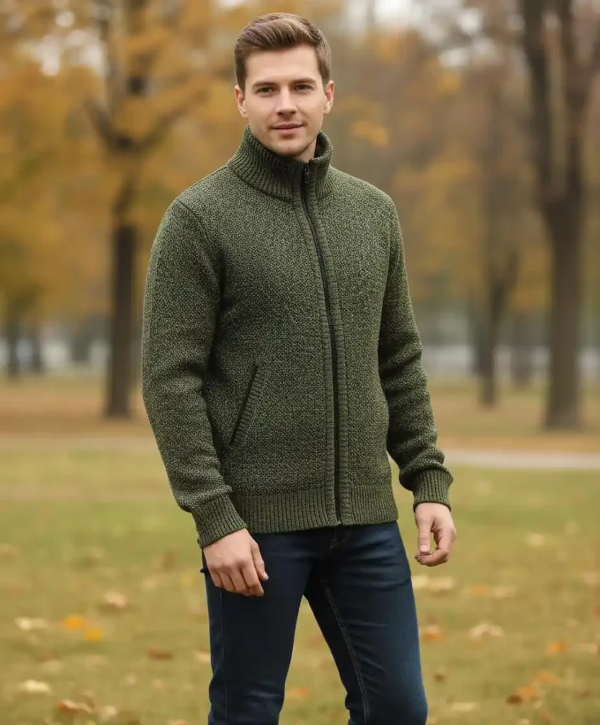 full zip knit sweater men