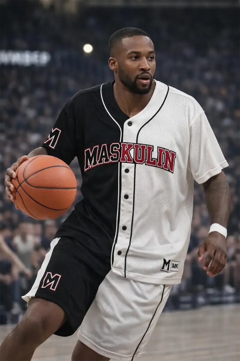 Split-Mesh-Black-White--sport-Tee black and white split mesh performance tee with bold front graphic