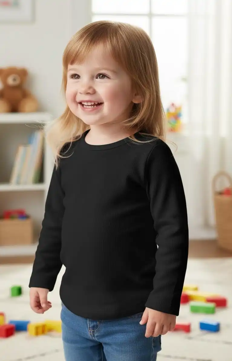 Toddler-Girls- Long-Sleeve Shirts-Soft Cotton-T-Shirts-Black-01 Toddler-Girls- Long-Sleeve Shirts-Soft Cotton-T-Shirts - Image 2