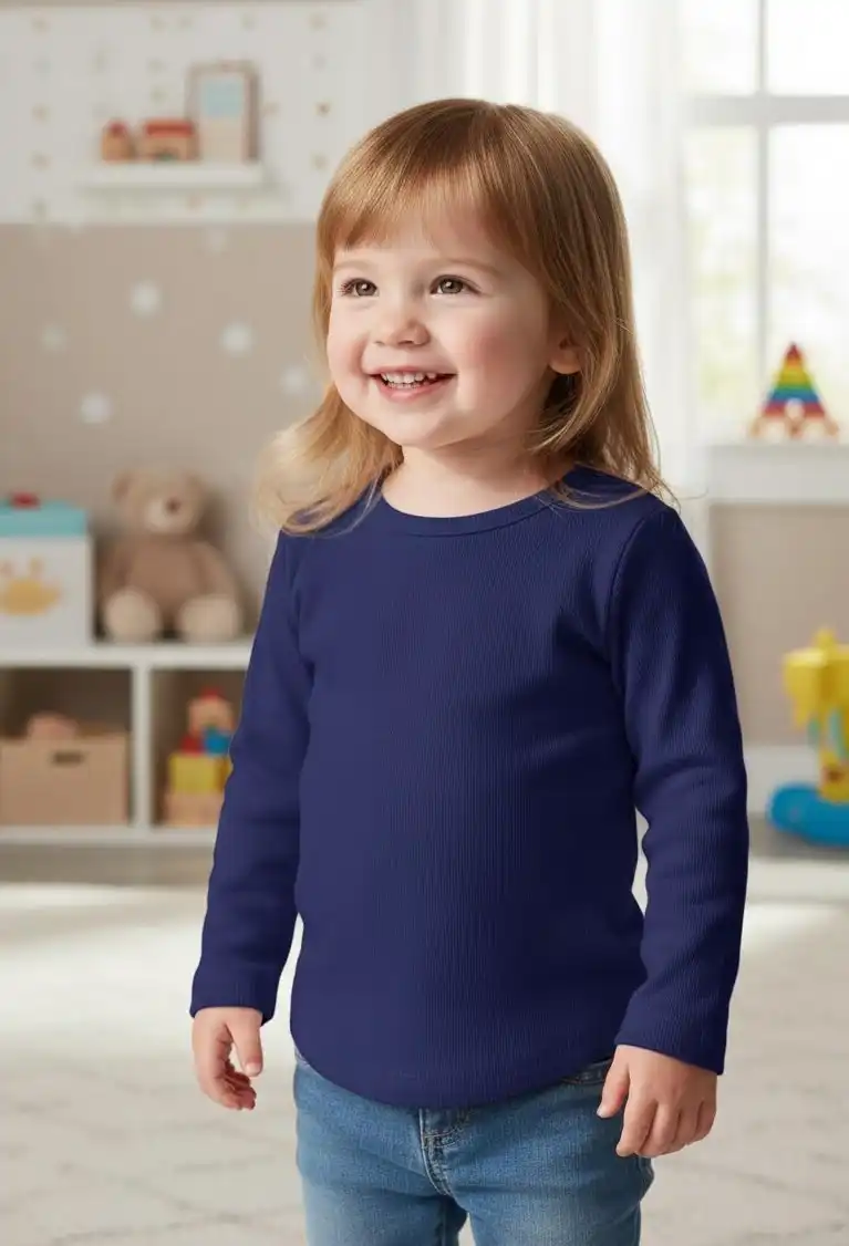 Toddler-Girls- Long-Sleeve Shirts-Soft Cotton-T-Shirts-Blue-01 Toddler-Girls- Long-Sleeve Shirts-Soft Cotton-T-Shirts - Image 4