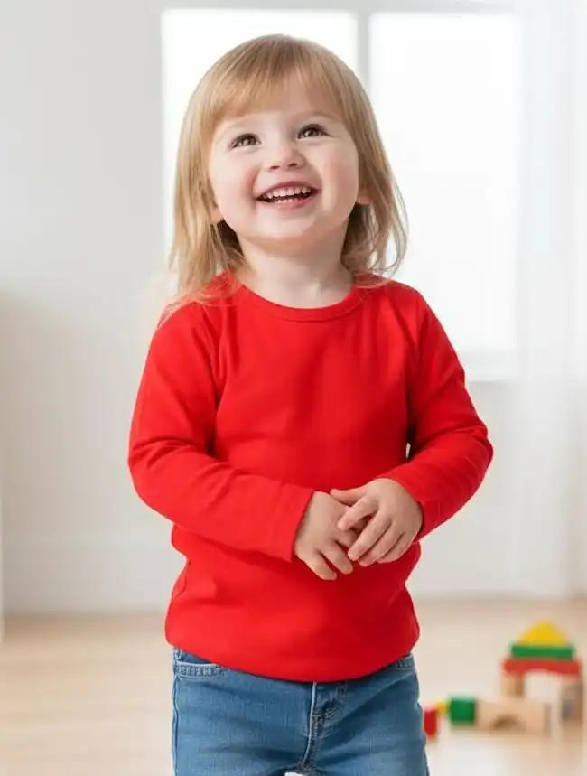 Toddler-Girls- Long-Sleeve Shirts-Soft Cotton-T-Shirts-red-01 Toddler-Girls- Long-Sleeve Shirts-Soft Cotton-T-Shirts - Image 3