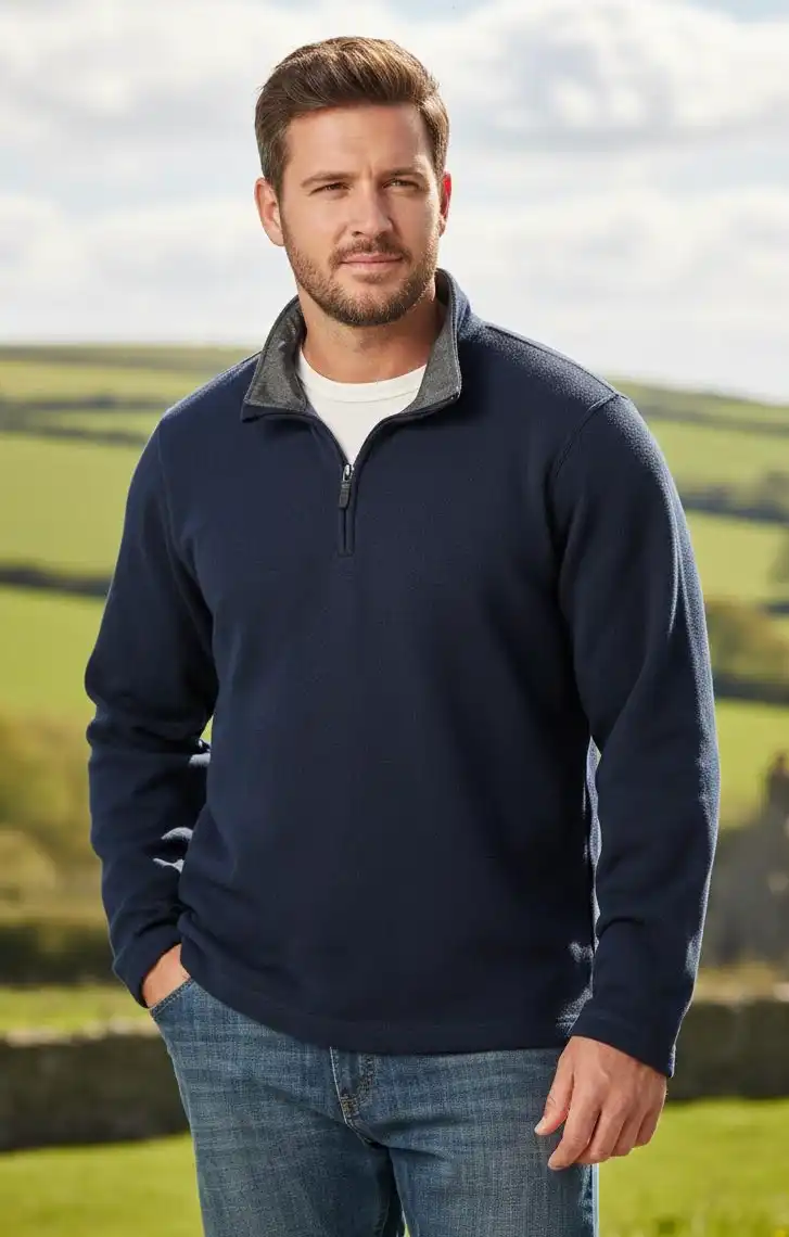 mens-Long-Sleeve-Fleece-Quarter-zip-Mood-Indigo mens Long Sleeve Fleece Quarter zip Mood Indigo