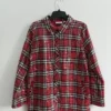 sparking-plaid-shirt-jacket-03 Vintage striped slim-fit shirt front view - 65% cotton 35% polyester blend classic casual top